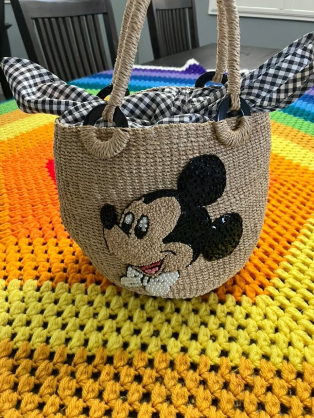 Beams Boy x Disney Japan Mickey Mouse Straw Raffia Purse Bag Tote Handbag